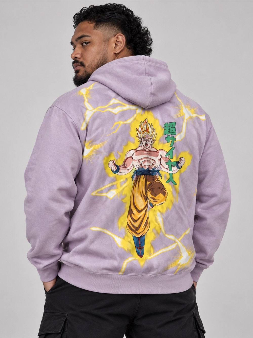 Dragon Ball Z Super Saiyan Goku Hoodie XL Purple Anime Graphic Pullover
